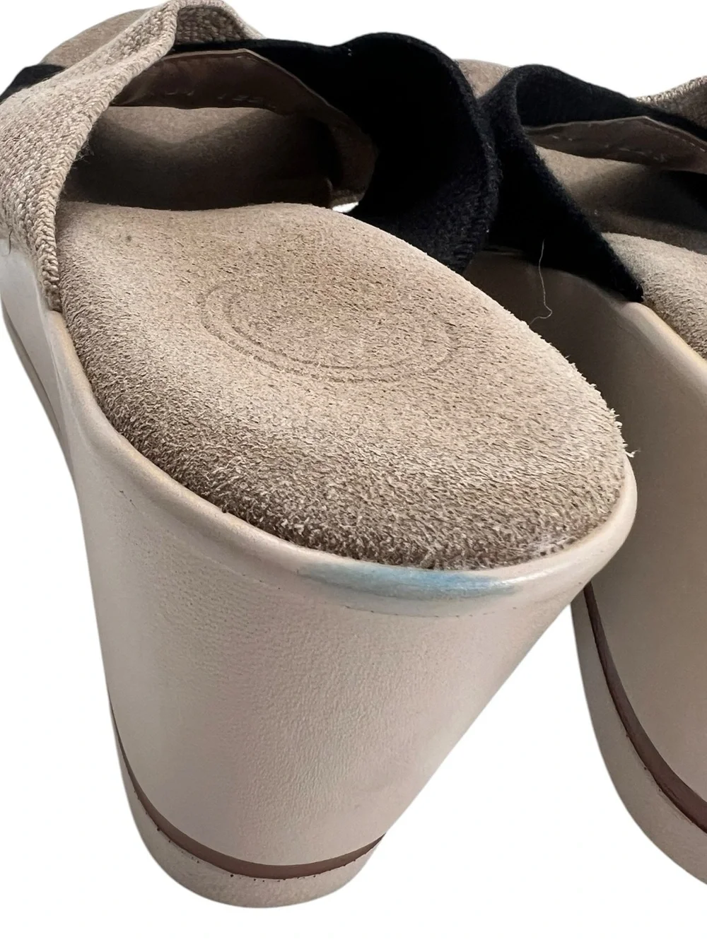 Charleston Shoe Company Beaufort platform wedge sandals in linen/black